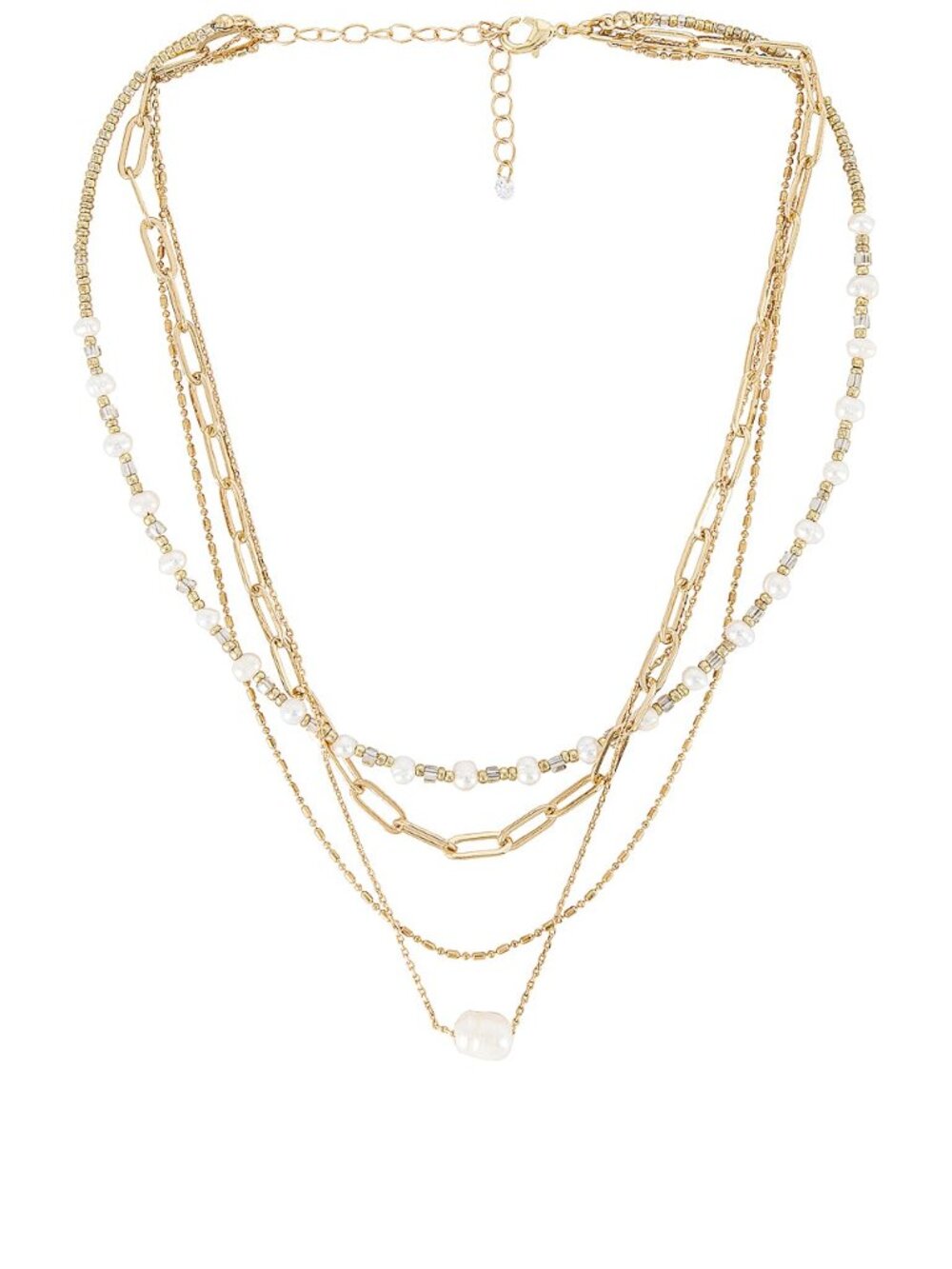 8 Other Reasons Zoe Necklace in 14K Gold pearl layered chain